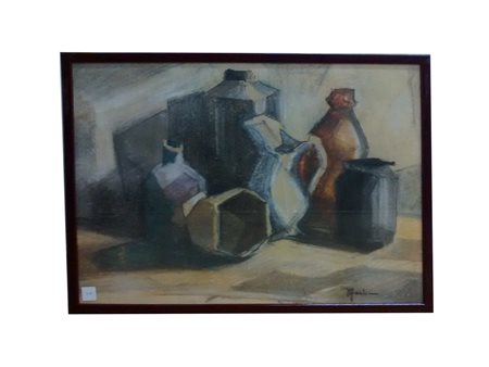 Dino Fantini Natura morta pastelli e tecnica mista su carta, cm 35x47 Firmato...