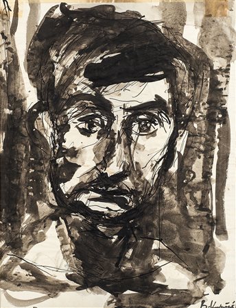 Boza Kovacevic (1934) Senza titolo (ritratto) Tecnica mista su carta Firmato...