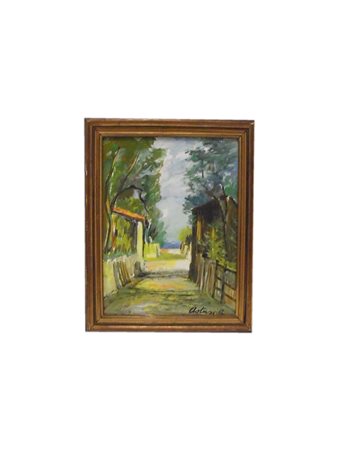 Antonio Asturi (1904-1986) Viale alberato olio su cartoncino, cm 31x23...