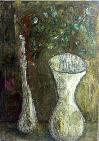 Romano Cilli "Natura morta con bottiglia" olio su tavola cm 100x70 Archivio...