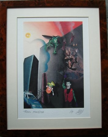 Shalom Neuman "Toxic Paradise" Stampa digitale acquerellata a mano...