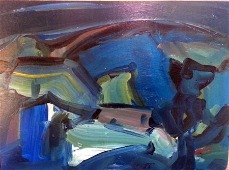 Adriano Tuninetto "Paesaggio" olio su cartone cm 26x37,7 Autentica Galleria...