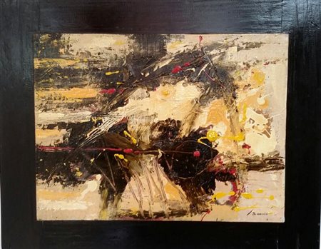Martino Bissacco "Composizione" olio su tela cm 30x40 Firma titolo e anno al...