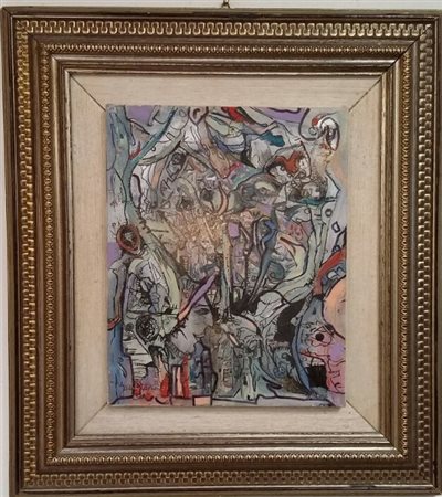 Katarzyna Jasiukiewicz "Composizione" olio su tela cm 30x24 Certificato...