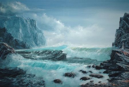 Mauro Pani "Mareggiata" acrilici su tela cm 70x100 Autentica dell'artista su...