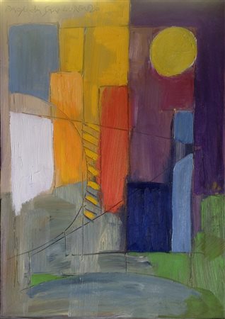 Paolo da San Lorenzo "Finestra su porto" 2009 olio su tela - cm 70x50 Firma...