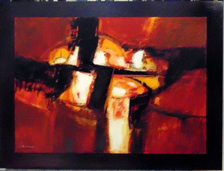 Martino Bissacco "Composizione" olio su tela cm 50x70 Firma titolo e anno al...