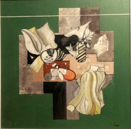 Alfredo Levo "Composizione interno" 1983 olio su tela cm 60x60 Prov. Galleria...