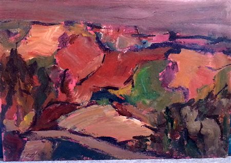 Adriano Tuninetto "Paesaggio" 1953 olio su tavola cm 30x40 Autentica Galleria...