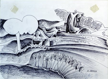 Aldo Dezza "Preludio" 1983 inchiostro su carta cm 24x33 Prov.Galleria...