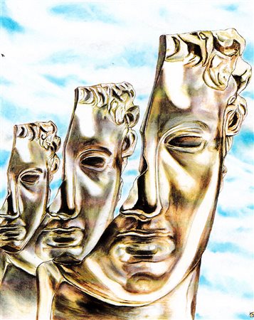 Sandro Varagnolo "La maschera" 2012 olio su tela cm 60x50 Autentica...