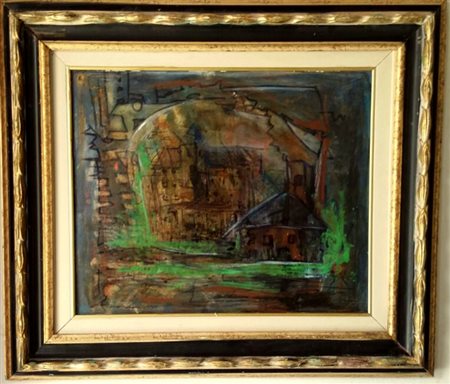 Katarzyna Jasiukiewicz "Paesaggio" tecnica mista su tavola cm 37x48...