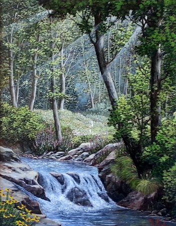 Roberto Vitali "Ruscelletto" olio su tavola cm 50x40 Etichetta e autentica...