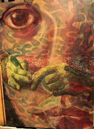 Paola Zinzani "Riflessi temporali" 2001 olio su tavola cm 50x70 Prov....