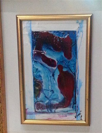 Vittorio Varrè "Composizione blu" 2015 olio e smalti su tela cm 30x20...