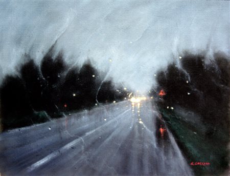 Gianfranco Galizio "Anonimi percorsi" acrilico su tavola cm 70x90 Autentica...