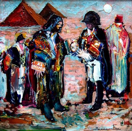 Gianni Sesia della Merla "Napoleone alle piramidi" olio e smalti su tavola cm...