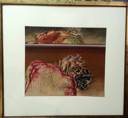 Sergio Scanu "Paesaggio" t.m. su cartoncino cm 24x30 Certificato di...