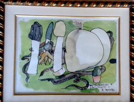 Francesco Tabusso "Metamorfosi similitudini" acquerello su carta cm 28x38...
