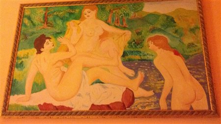 Giorgio Rinaudo "Baccanali" olio su tela cm 70x100 Autentica dell'artista su...