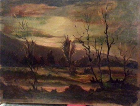Vittorio Cavalleri "paesaggio"olio su carta incollata su tavola cm 48x64....
