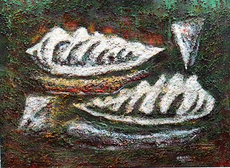 Pippo Oriani "struttura geologica preumana "1962 Olio e tecnica mista su tela...