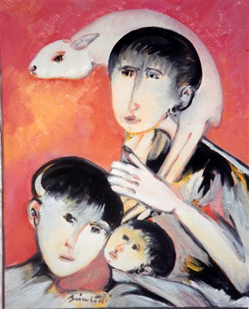 Remo Brindisi "maternità e pastorale " Olio su tela cm 50x40 Autentica...