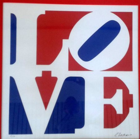 Robert Indiana "love" litografia su carta cm 68x68 Nr. 64/150. prov galleria...