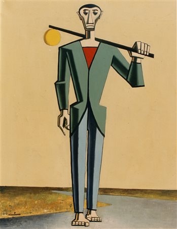 Pietro Morando."Viandante"1968 olio su tela cm 70x90. Collezione Paolo...