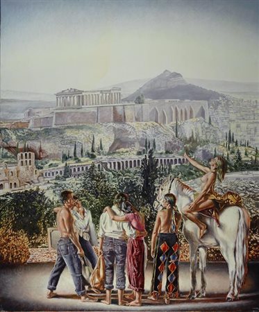 Sergio Nardoni. "Acropolis" olio su tela cm 119,5 x100 .Autentica e nr...
