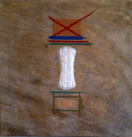 Herman Nitsch. "relitto" sangue e applicazioni su tela cm 50x50 -Autentica su...