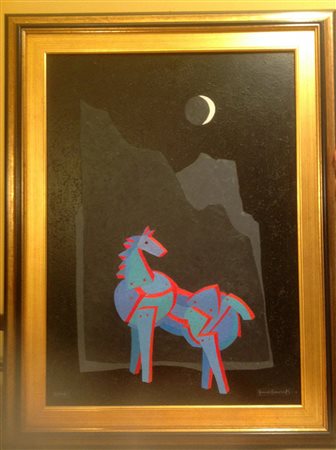 Francesco Casorati"cavallino e luna " olio su tela 70x50.Autentica...