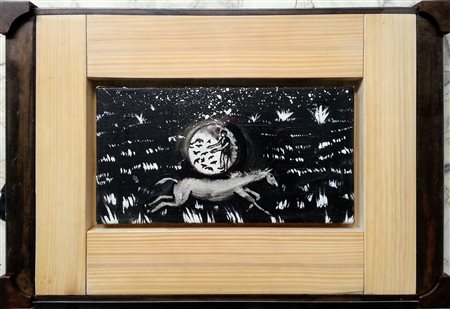 Enzo Cucchi."Abisso" 2003 olio su tela e ferri cm 32x48Autentica e Archivio...