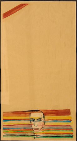 Francesco Clemente "volto" 1986 tecnica mista su monotipo cm 124,5 81,3...