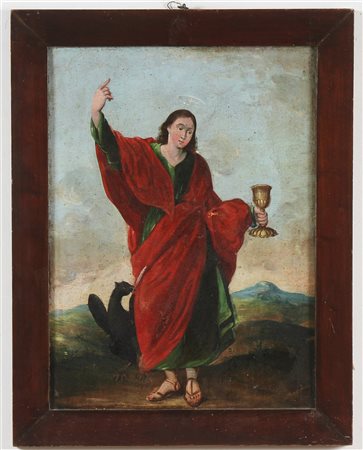 ARTISTA DEL XVIII SECOLO Fronte: San Crispino, Retro: San Giovanni. Olio su...