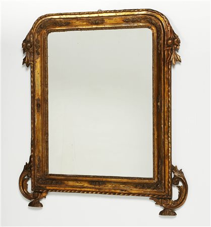 MANIFATTURA ITALIANA Specchiera in legno dorato. Legno e specchio. Cm 91,00 x...