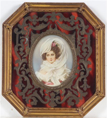 MANIFATTURA DEL XIX SECOLO Miniatura in elegante cornice raffigurante...