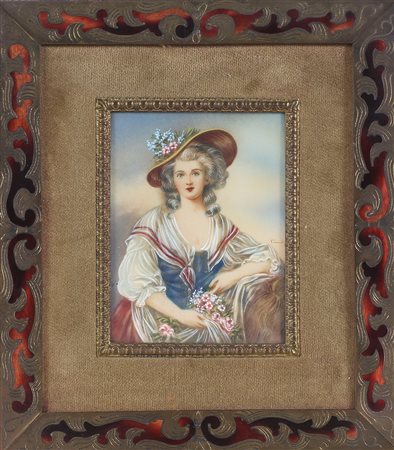 MANIFATTURA DEL XIX SECOLO Miniatura in elegante cornice raffigurante...
