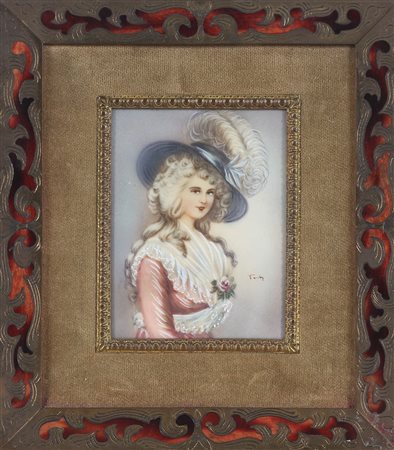 MANIFATTURA DEL XIX SECOLO Miniatura in elegante cornice raffigurante...