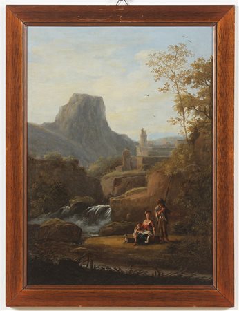 PITTORE DEL XIX SECOLO Personaggi. Olio su rame. Cm 25,00 x 35,00. . Cornice...