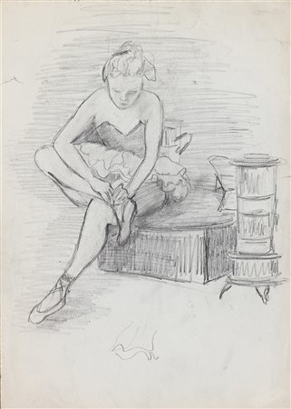 ARTISTA DEL XIX SECOLO Ballerina. Matita su carta. Cm 20,50 x 20,00.