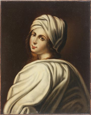 ARTISTA DEL XIX SECOLO Ritratto della Cenci. Da Raffaello. Olio su tela . Cm...