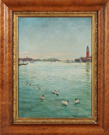 HOOK BRYAN (1856 - 1925) Veduta di Venezia. Olio su tela . Cm 35,00 x 45,00....