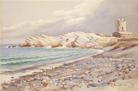 ARTISTA ITALIANO DEL XX SECOLO Isola d'Elba. 1956. Acquarello su carta. Cm...