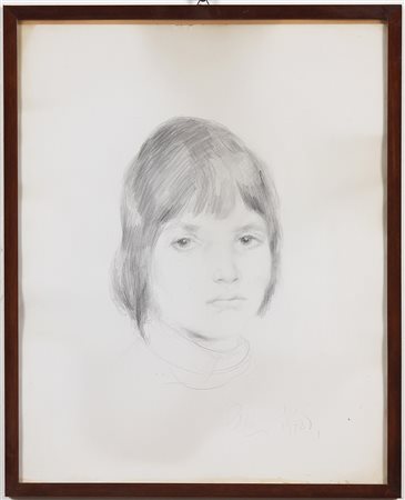 MUSITELLI GIULIO VITO (1901 - 1990) Volto. 1972. Disegno grafite su carta. Cm...