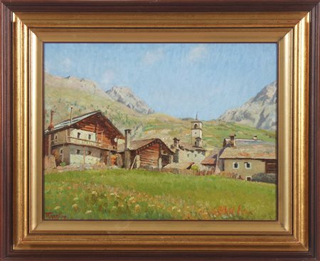 FRIGERI GAETANO (1903 - 1973) Cogne. 1939. Olio su tavola. Cm 58,00 x 44,00....
