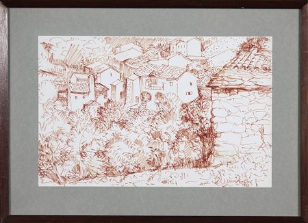 MUSITELLI GIULIO VITO (1901 - 1990) Paese. 1973. Pennarello su carta. Cm...