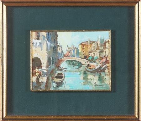 DONAGGIO GINO (1920 - 1980) Chioggia. 1973. Olio su tavola. Cm 17,00 x 13,00....