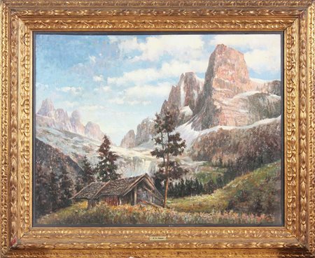 FERRARIS A. E. Paesaggio montano. 1938. Olio su tela . Cm 76,00 x 100,00....
