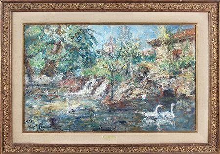 AIMETTI CARLO (n. 1901) Paesaggio. 1968. Olio su tavola. Cm 80,00 x 50,00....